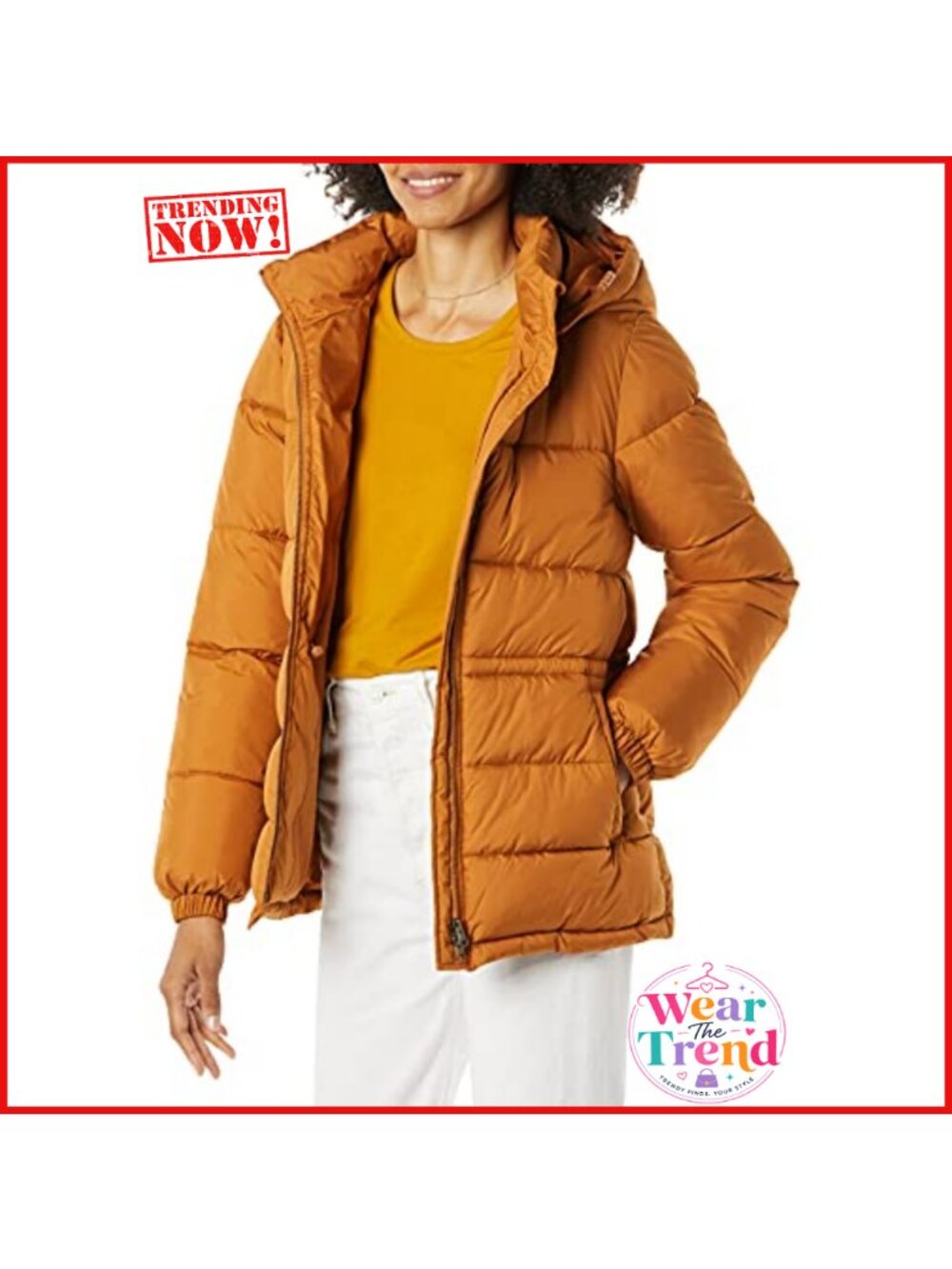 Women's Quilted Hooded Puffer Jacket Water-Resistant Winter Coat